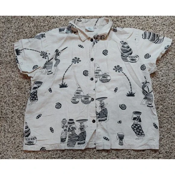 Hot Cotton By Marc Ware 55% Linen Womens Top, Sz XL, Short Sleeve, Button Front - Picture 1 of 6